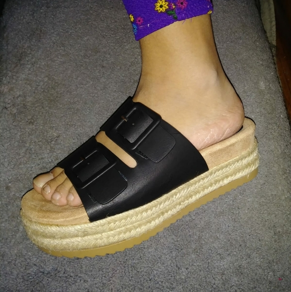 Open Toe Flat Platform Slides - Picture 11 of 12